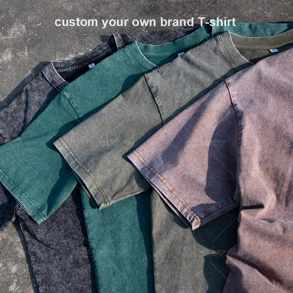 High Quality 230g Washed Vintage Blank Tshirt Plain Cotton Oversized t Shirts Personalized Custom Loose T-shirt