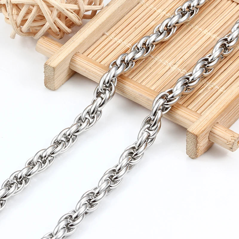 Thick Rope Chain for Men Women Hip Hop Style 304L Titanium Stainless Steel Chains Waterproof Link for DIY Necklace and Bracel