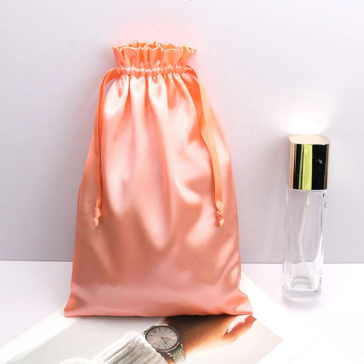 Luxury Hair Bundle Extension Packing Silk Satin Drawstring Wig Swimwear Storage Pouch Dust Gift Customizable Promotion
