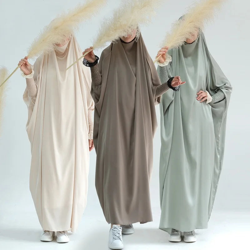 Traditional Muslim Clothing Kaftan Khimar Plus Size Womens Dresses  EID Ramadan One Piece Lace Jilbab Prayer Abaya Hijab Dres