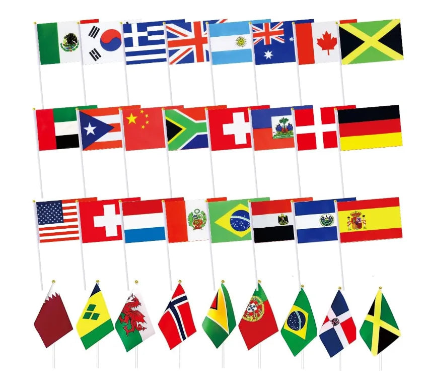 Countries Flags International World Hand Held Waving Flag With Pole for Parades Festival Events Celebration Decor 5.5x8.2 Inc