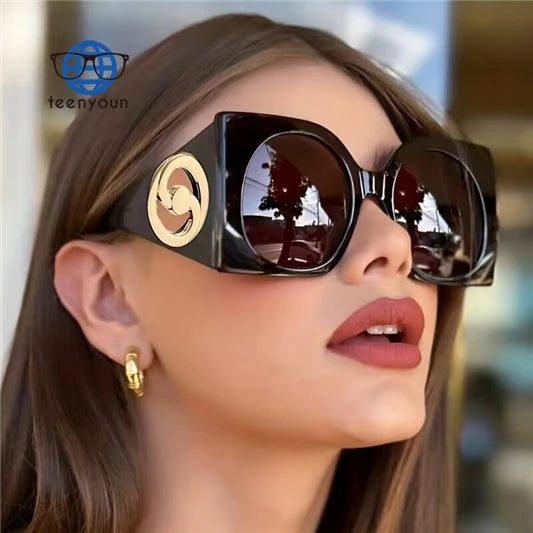 Teenyoun Oversized Square Sunglasses Women Men Brand Designer Punk Sun Glasses Female Big Frame Shades UV400 2024 Wholesale