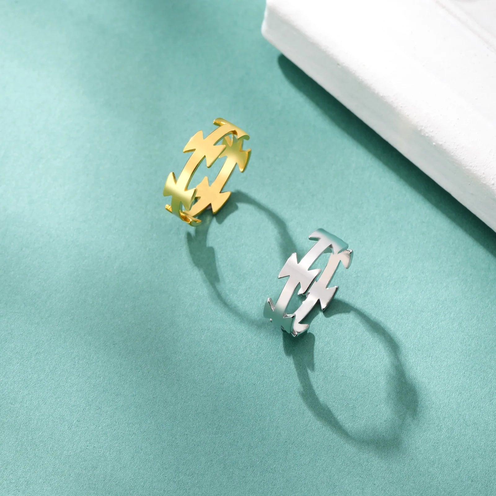 Irregular Geometric Ring Fashion Simple Bow Finger Ring Stainless Steel Jewelry Gift for Women Men