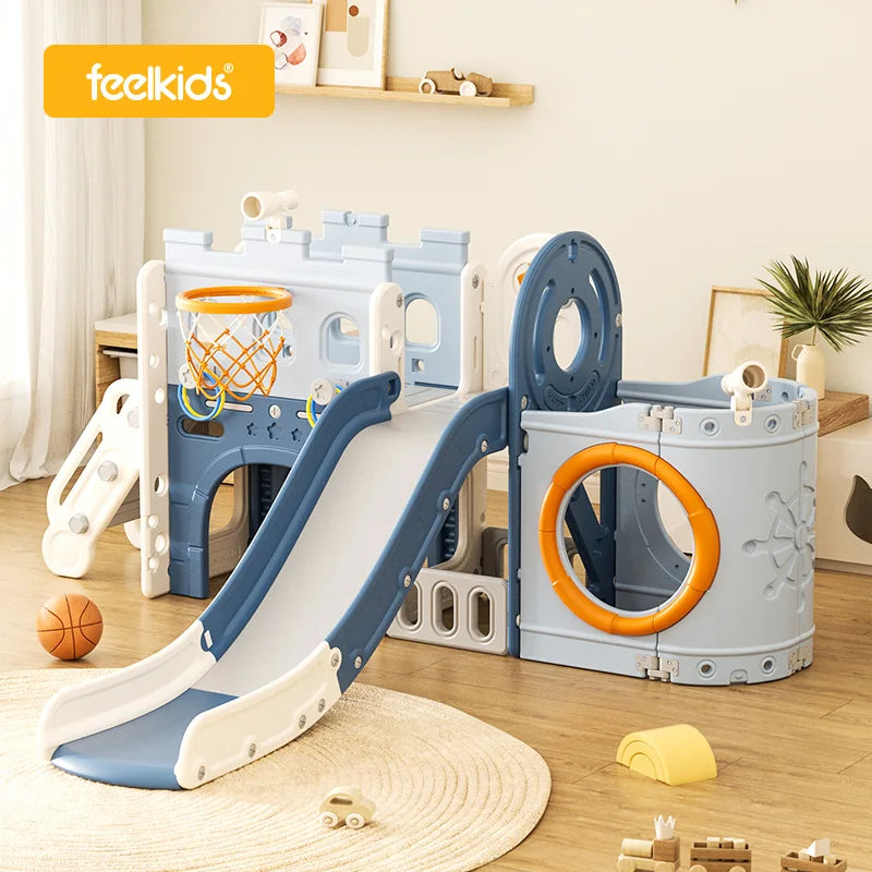 Feelkids Pirate Ship LLDPE Plastic Slide for Kindergarten & School Children Home Playground Toddler Indoor Playhouse