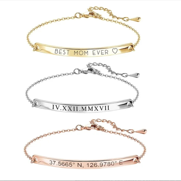 New Fashion Engraved Name Bar Bracelet Personalized Bracelet Handmade Custom Jewelry Wedding Jewelry for Women for Gift
