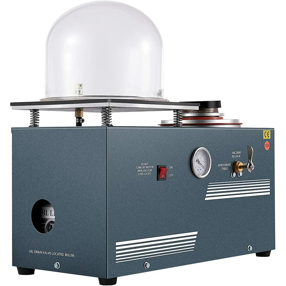 2L Small Lost Wax Investing Combination Cast Machine With a 9 X 8 Bell Jar for Gold Jewelry Making Vacuum Casting Machine