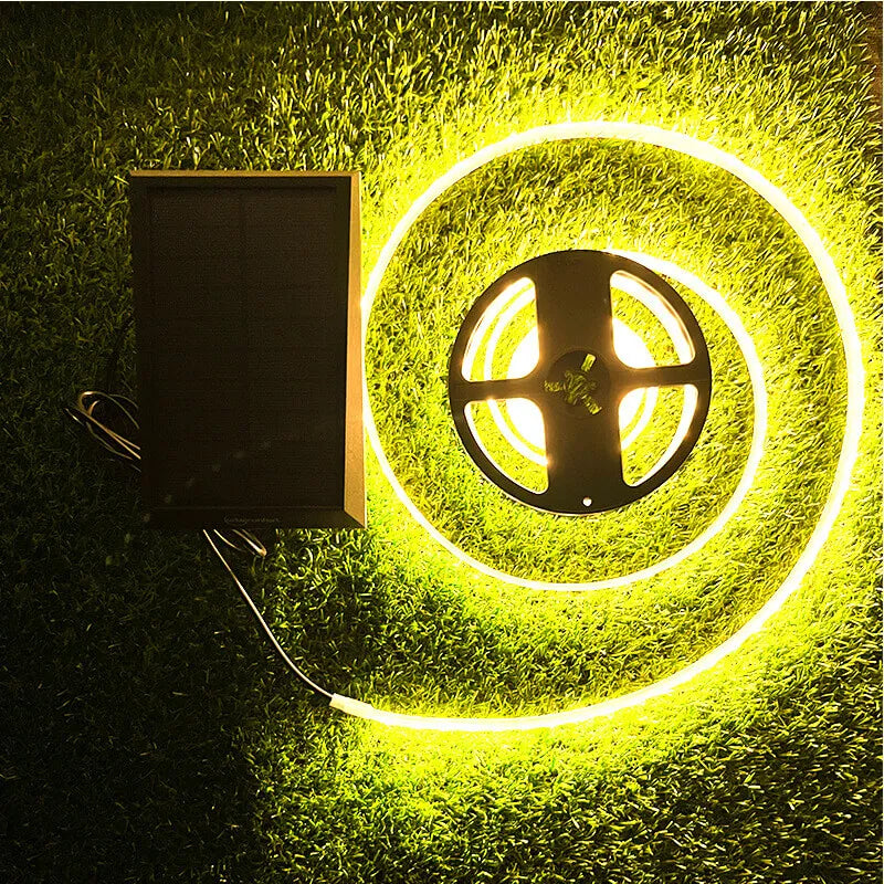 Outdoor Waterproof IP65 Patio Decoration Small Powered Panel Colorful Long Solar LED Strip Lights for Garden Pathway