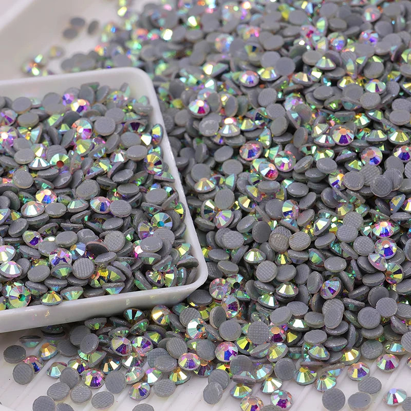 1440pcs Crystal AB SS10 Hotfix Flatback Rhinestones  Loose Round Shape Crystal Hotfix Rhinestones Bulk Hot-Fix for Garment