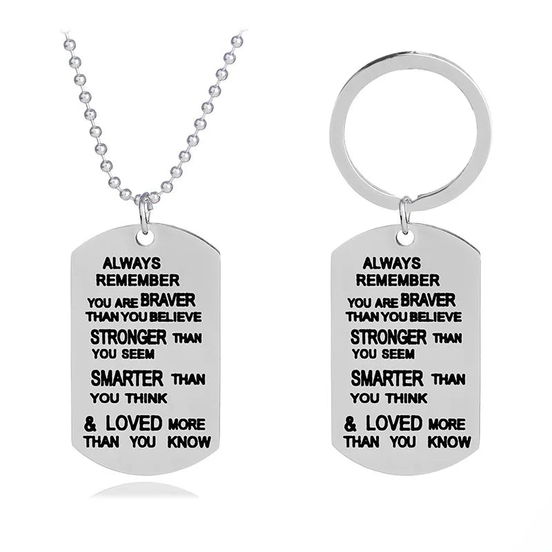 You Are Braver Stronger Smarter Than You Think Keyring Pendant New Stainless Steel Key Chains Family Gift Inspirational Keych