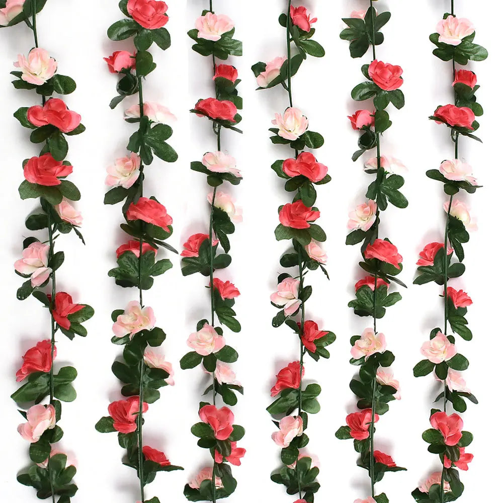 45 Head 8.2 FT Red Flower Garland Rose Flower Banners Artificial Aesthetic Flowers for Wedding Arch Party Garden Craft