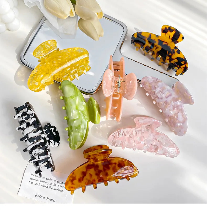 9cm Hair Claw Clips Acetate Hair Claw Spring Color Claw Clips Fashion Hair Accessories