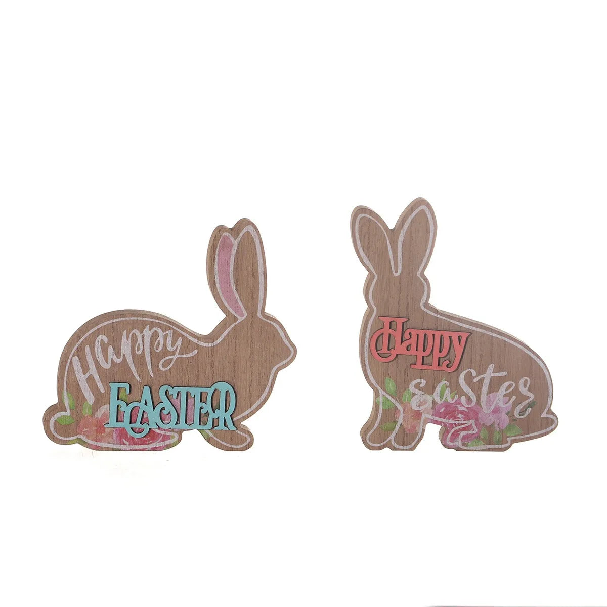 2024 Easter Creative Wooden Cartoon Rabbit Romantic and Artistic Painted Decoration Party Decorations