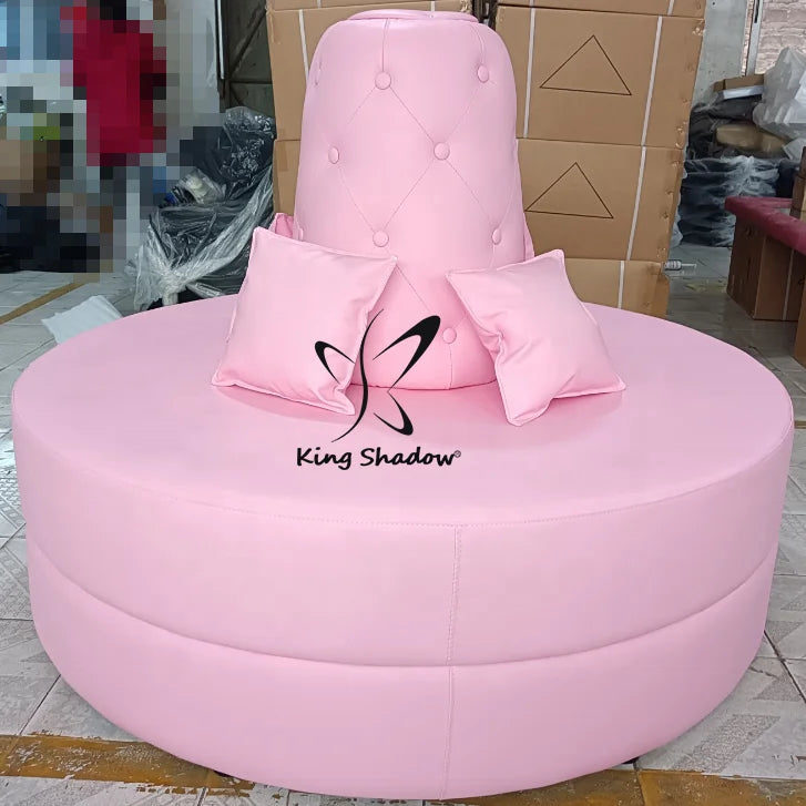Pink High Quality Super Comfortable Waiting Chairs Fabric Sofa European Design Solid Wood Frame High-Density Foam 45kg/cbm Ho