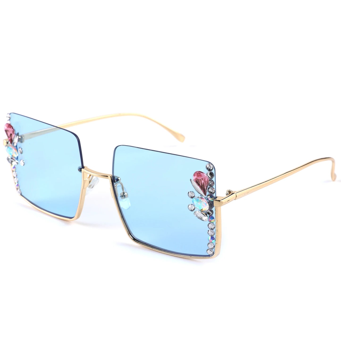 Fashion Trend Hot Girls Street Photo Outdoor Driving Cross Border Sunglasses Half Frame Elegant Sunglasses With Diamonds