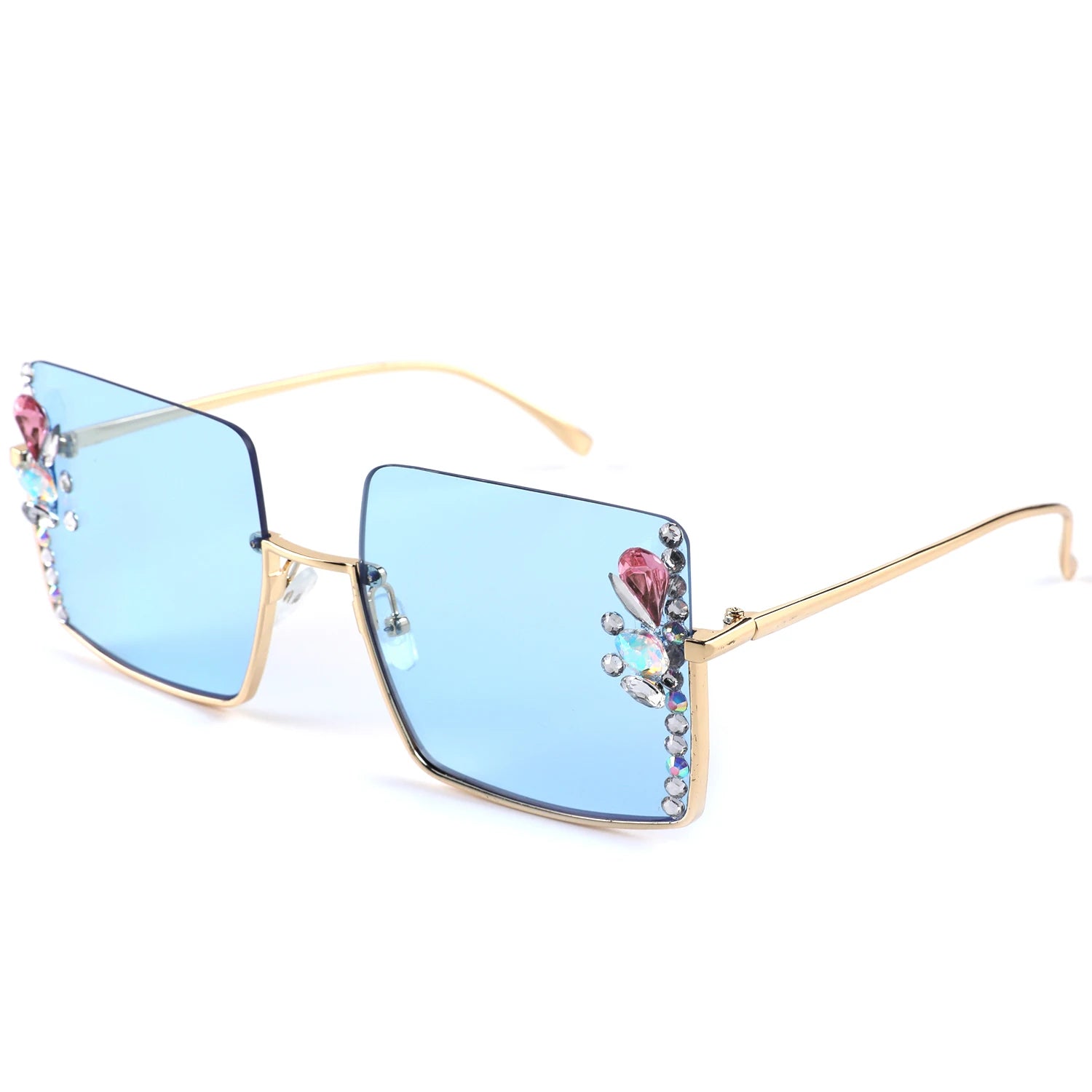 Fashion Trend Hot Girls Street Photo Outdoor Driving Cross Border Sunglasses Half Frame Elegant Sunglasses With Diamonds