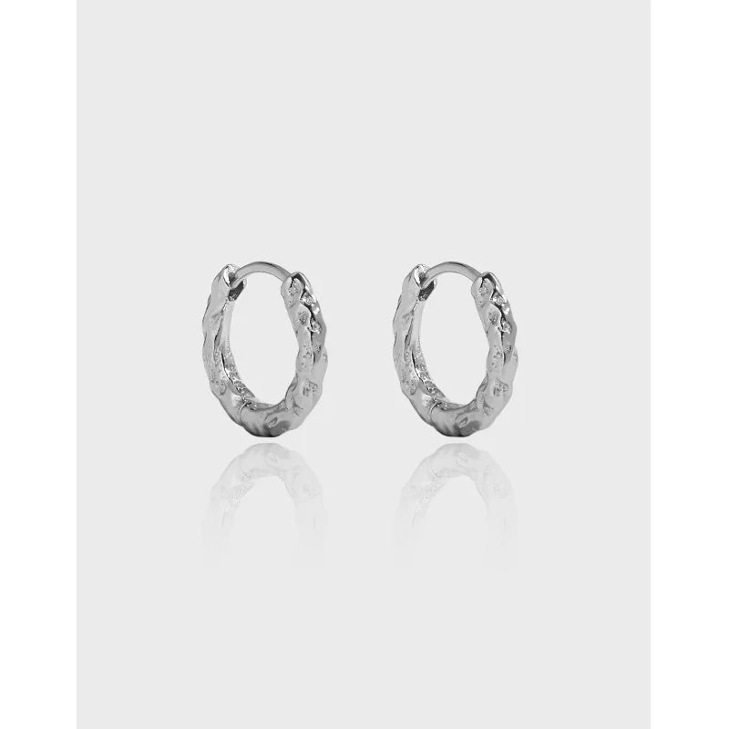 925 Sterling Silver Minimalist Fashion Earrings Textured Stria Hoop Earrings Fine Jewelry Earrings Women Wholesale