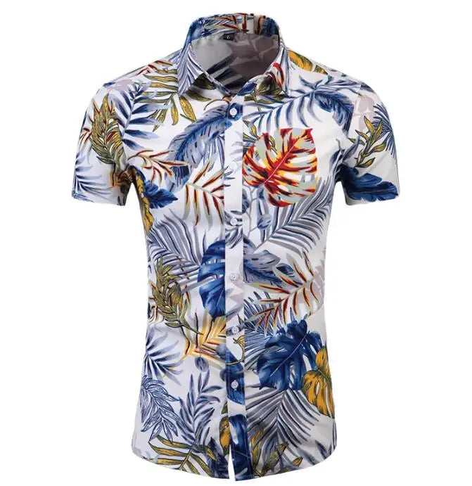 Custom Design Printed Men's Flower Shirt Hawaiian Casual Button Down Beach Wear Short Sleeve Shirts