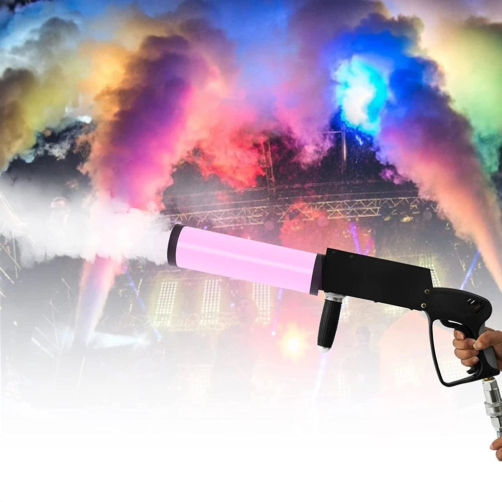 Topflashstar LED RGB CO2 Cannon Fog Effect Portable Hand Gun  CO2 Jet Machine for Party Nightclub Music Festival