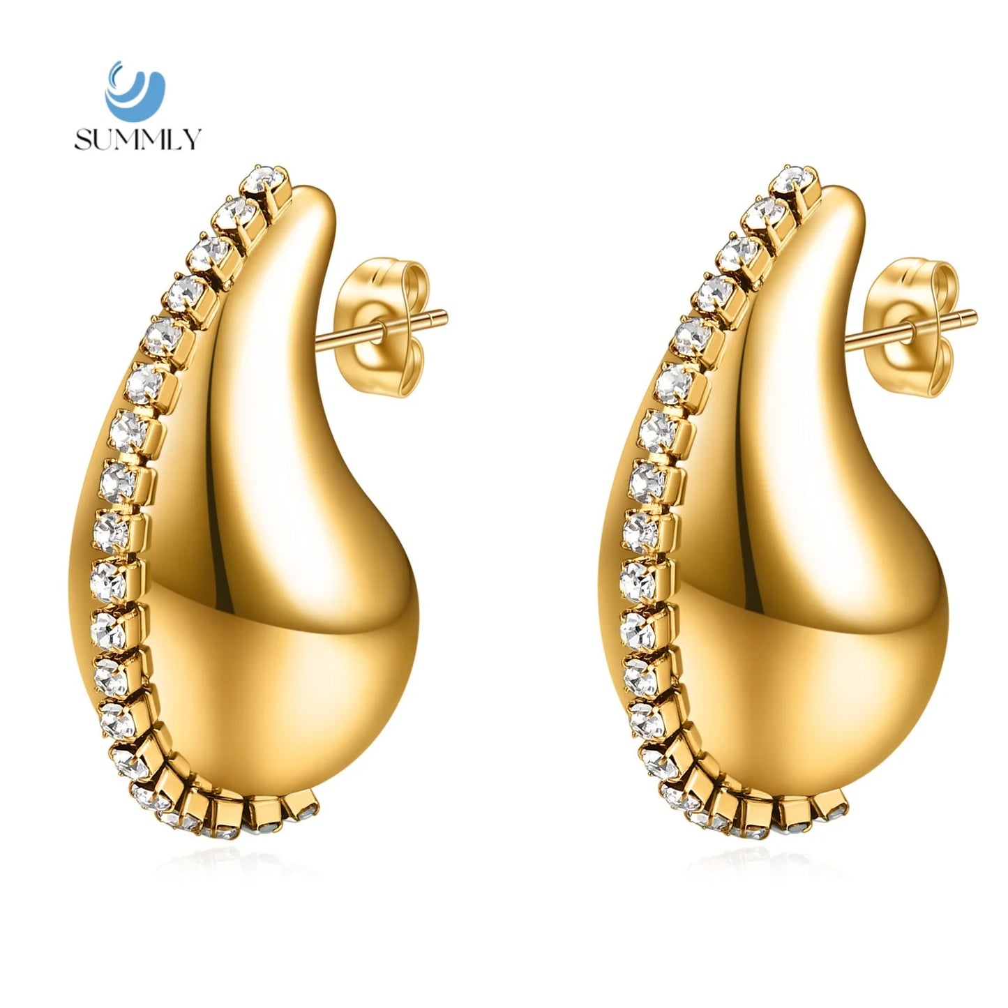 SUMMLY Wholesale Fashion Niche Lines Hollow Drop Earrings 18K Gold-plated Stainless Steel Women's Models