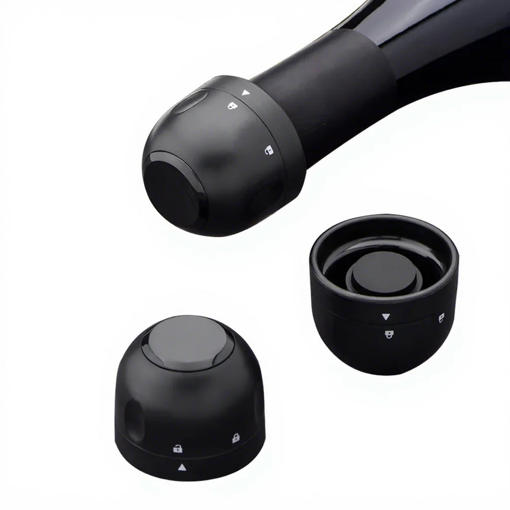 Factory Direct Sales Sparkling Stopper Black Reusable Plastic and Stainless Champagne Saver Stopper Champagne Bottle Stopper