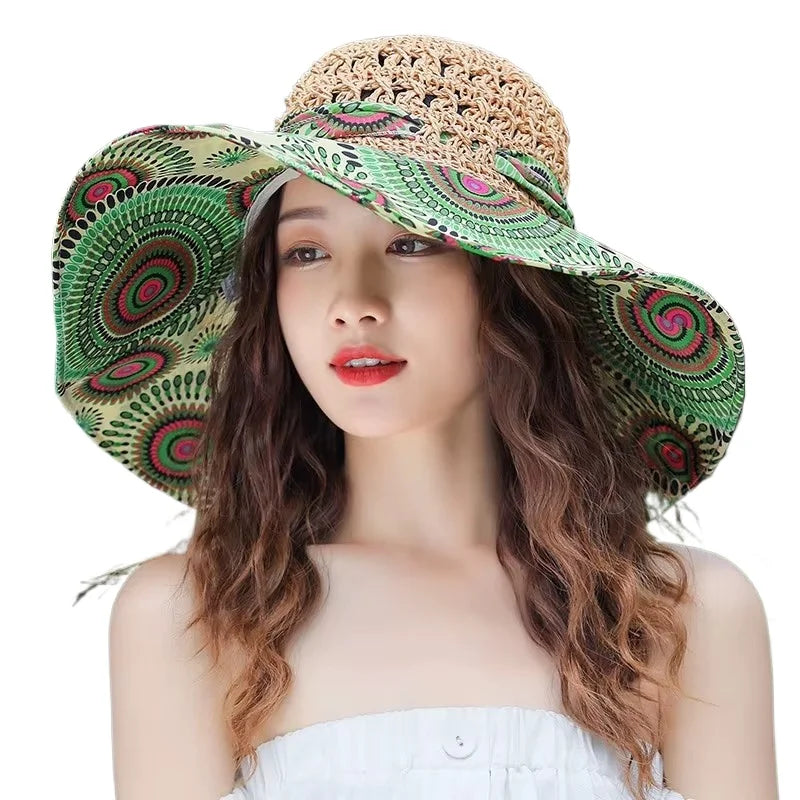 Women Paper Straw Hat Large Wide Brim Straw Floppy Hat Summer Sun Fashion Broad Beach Hat Sun Visor Cap