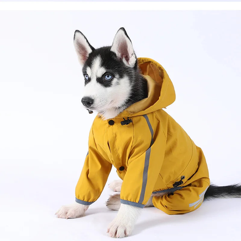 Adjustable Solid Dog Rain Suit Coat Nordic Design Waterproof 4-Leg Protection for All Sizes Rainy Day Walks & Outdoor Adventu