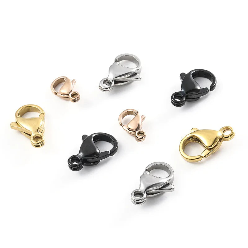 GP Metal Lobster Claw Clasp Color-Preserving Gold Silver Black Plated Connector DIY Permanent Jewelry Chains Making