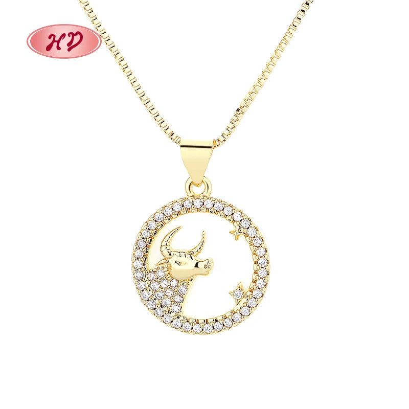 Wholesale Aaa Cubic Zirconia 18K Gold Platedd Chain Animal Jewelry Pendant Wedding Jewelry Gift for Women Necklace