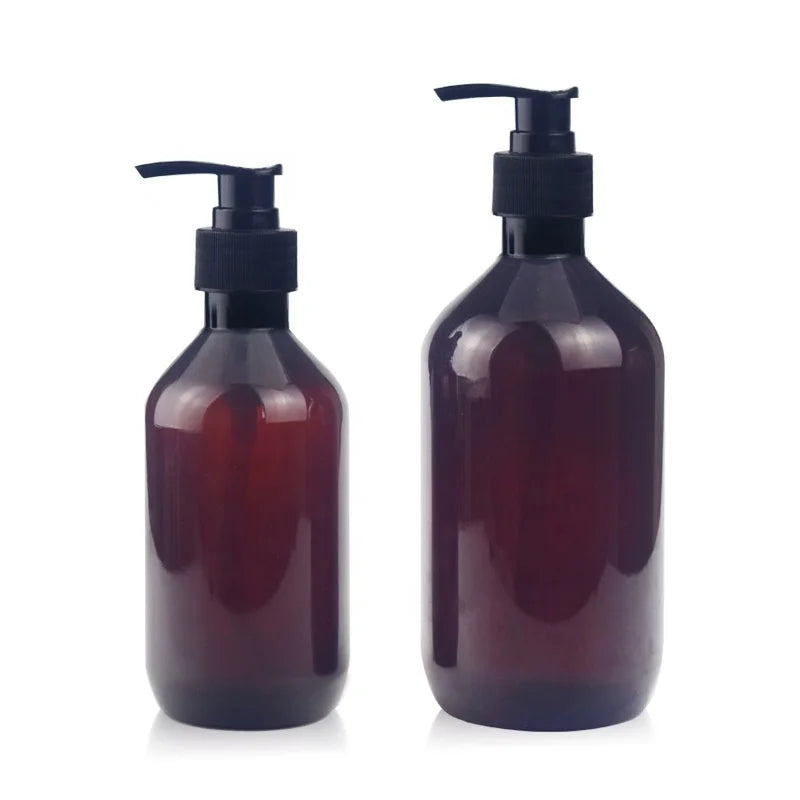 Amber 500ml PET Eco-friendly High Quality Pump Shampoo Plastic Bottle Empty 300ml Body Lotion Pet Shower Gel Cosmetic Packagi