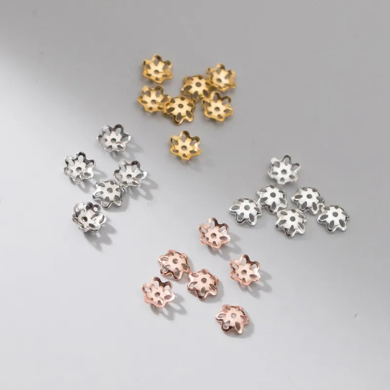 Handmade DIY Sterling Silver Flower Torus Spacer Beads Accessory Jewelry Findings for Necklace & Bracelet Making