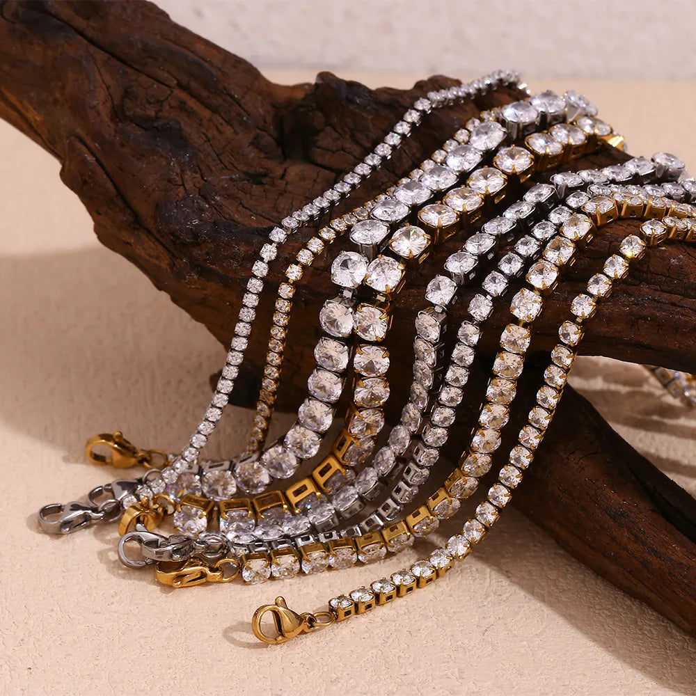 Fashion Jewelry Zircon Stainless Steel Bracelet Women 18k Gold Stainless Steel Tennis Bracelet