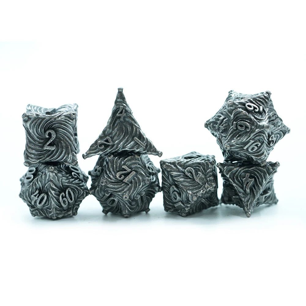 Custom Engraving logo Numbers Stripe Pattern 16mm Dice Set Blank Zinc Alloy 7 Pcs D4 D20dice