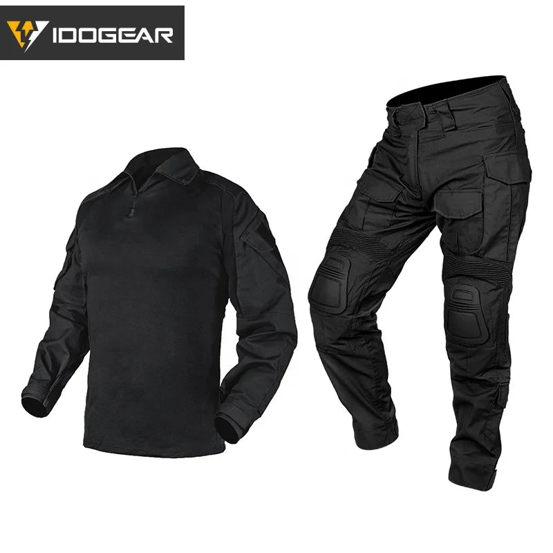 IDOGEAR Men Camouflaged Uniforms Camo Camouflage Clothing Tactical BDU G3 Combat Uniforms with Knee Pads Elbow Pads