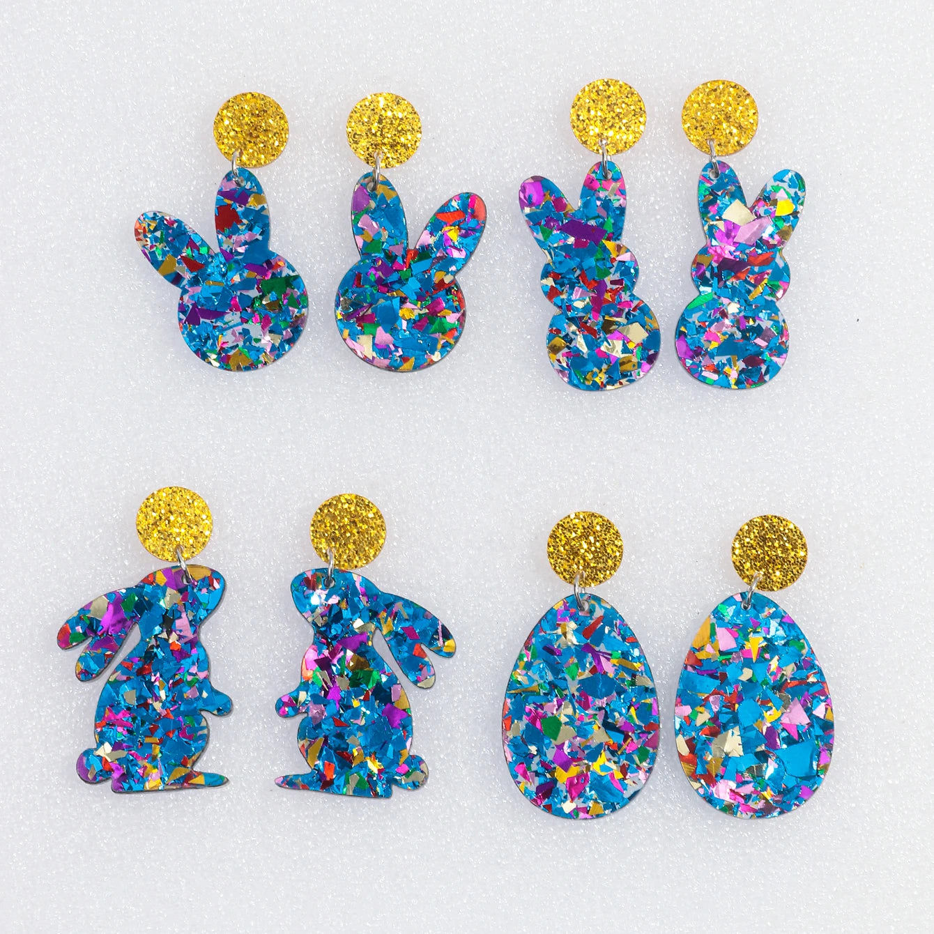 2025 Stylish Jewelry Accessory Bling Sequin Egg Cute Bunny Simple Resin Cut Easter Rabbit Pendant Acrylic Drop Earrings Gift