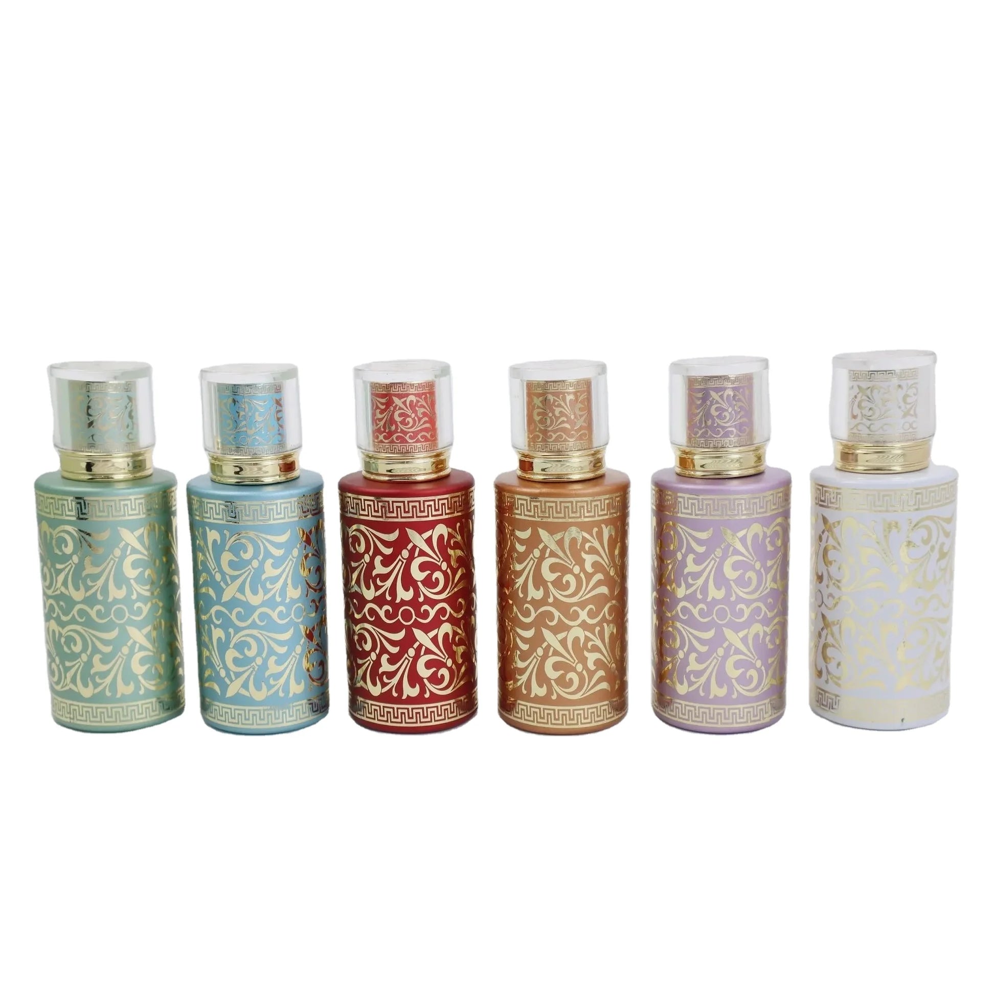 30ml 50ml 100ml Arabic Style Flat Screw Cap Luxury Colored Glass Perfume Bottle Cosmetic Glass Spray Empty Bottle