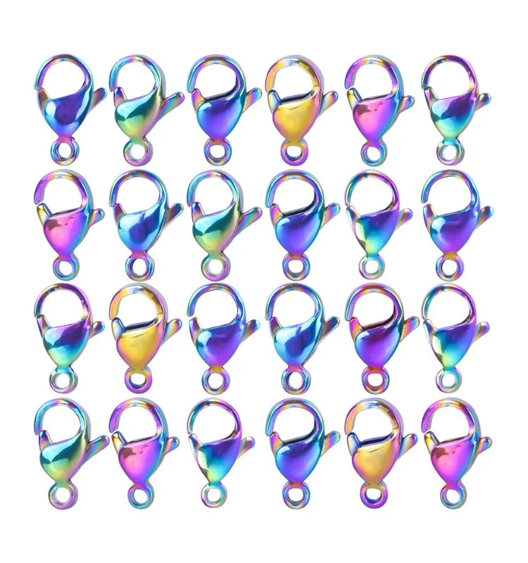Colorful Rainbow Color 304 Stainless Steel Lobster Claw Clasp End Chain Clasp Keyring Hook for DIY Necklace Bracelet Crafts