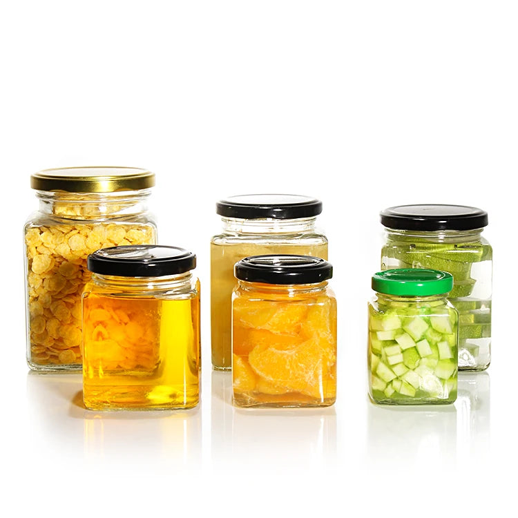 Wholesale 50ml 100ml 200ml Square Empty Jam Pickle Storage Glass Jar for Canning Food Packing