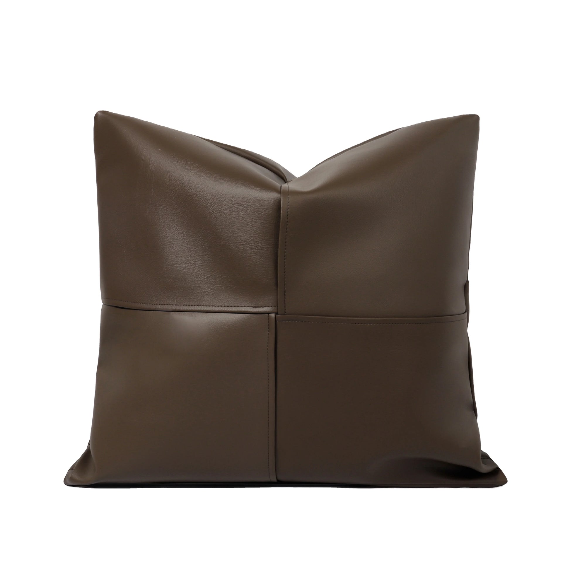 TIFFHOME 45*45cm Eco-Friendly  Brown Leather Pillow Cases Spliced Cross Cushion Throw Pillow Modern Style Portable-Wholesale