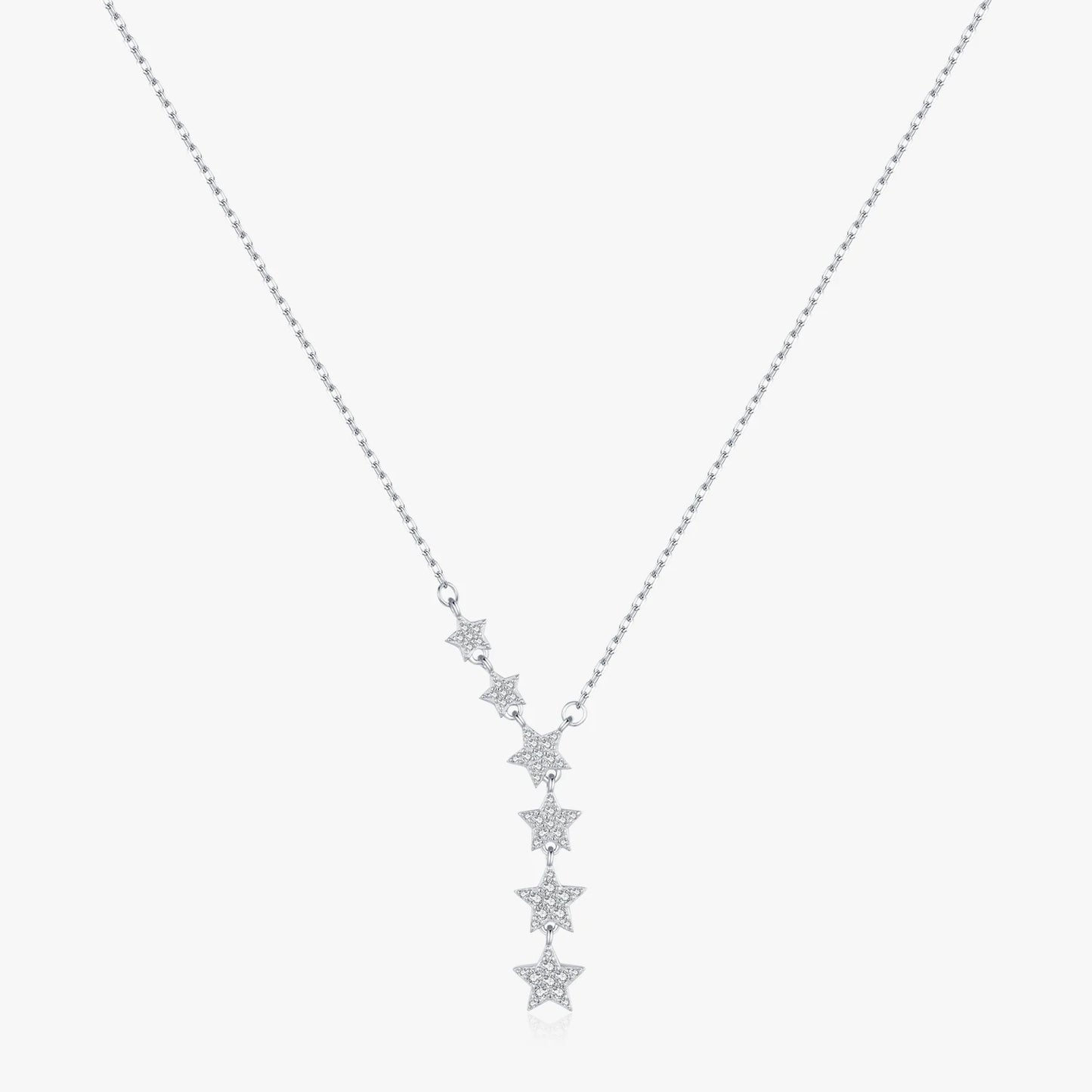 Twinkle Pentagram Y-Shape Pendant Necklace for Women 925 Sterling Silver Luxury Link Chain Necklace Wedding Fine Jewelry