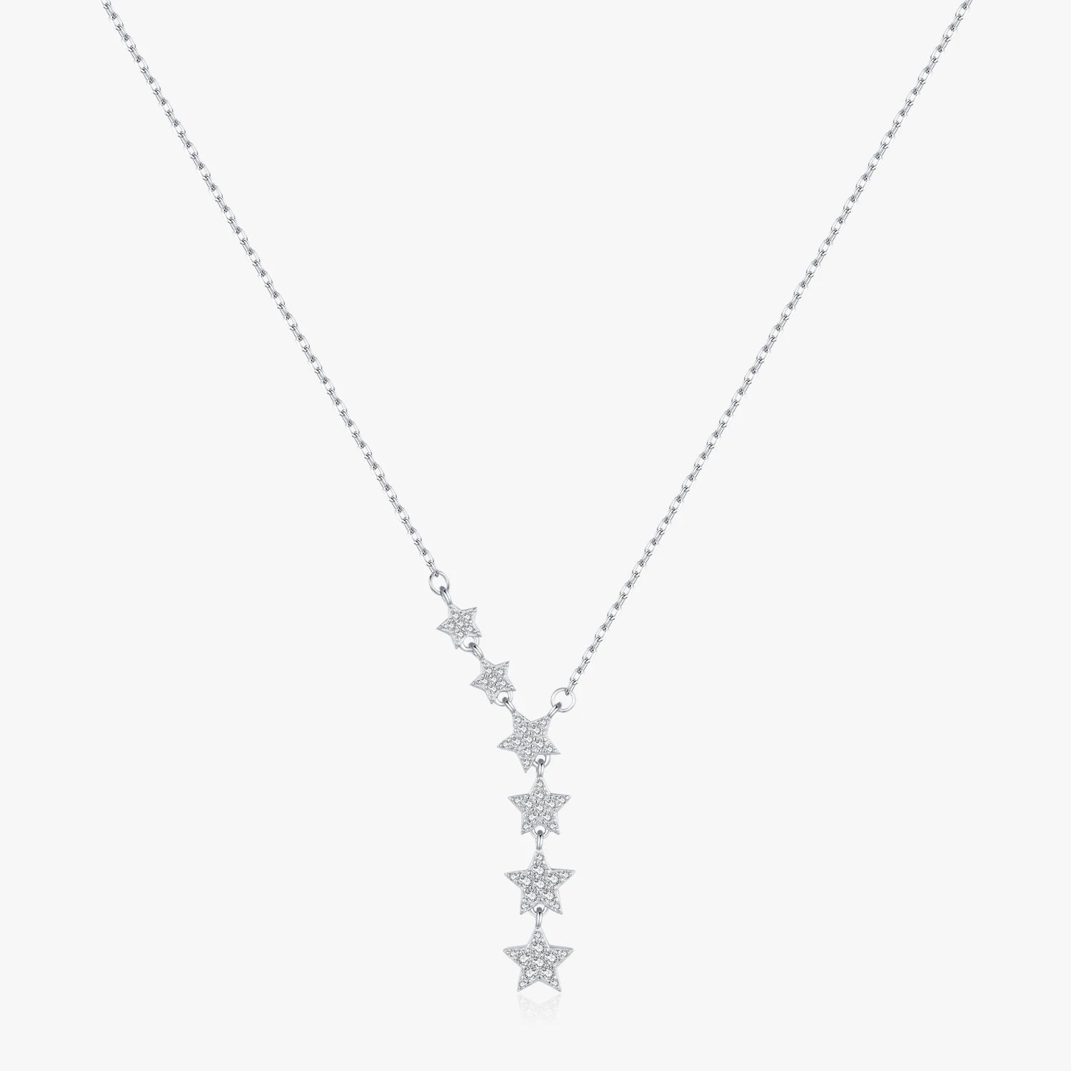 Twinkle Pentagram Y-Shape Pendant Necklace for Women 925 Sterling Silver Luxury Link Chain Necklace Wedding Fine Jewelry