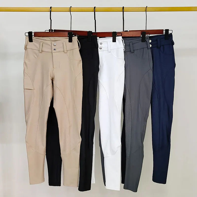 Recycled 5 Colors Riding Zipper Leggings Women Silicone Anti-pilling Breeches Equestrian Ladies Horseback Clothing