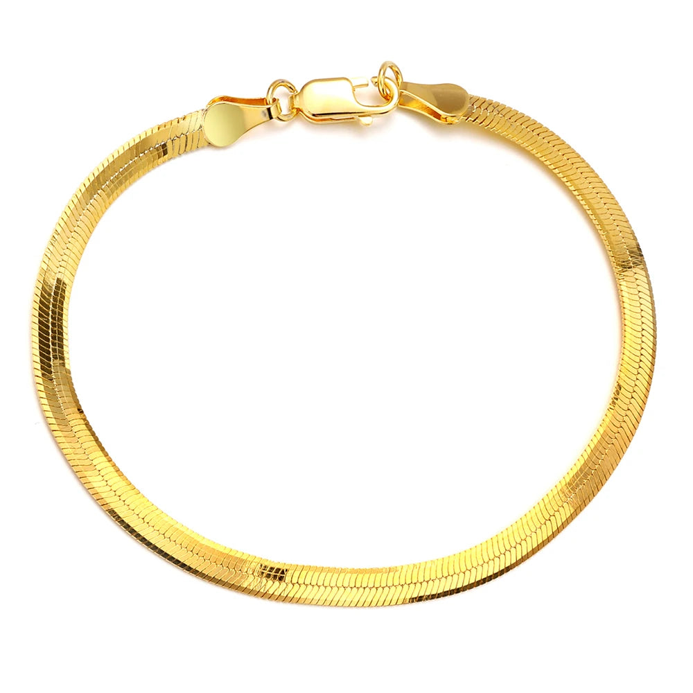 Women Men Classic Flat Snake 925 Sterling Silver Bracelets Wholesaler