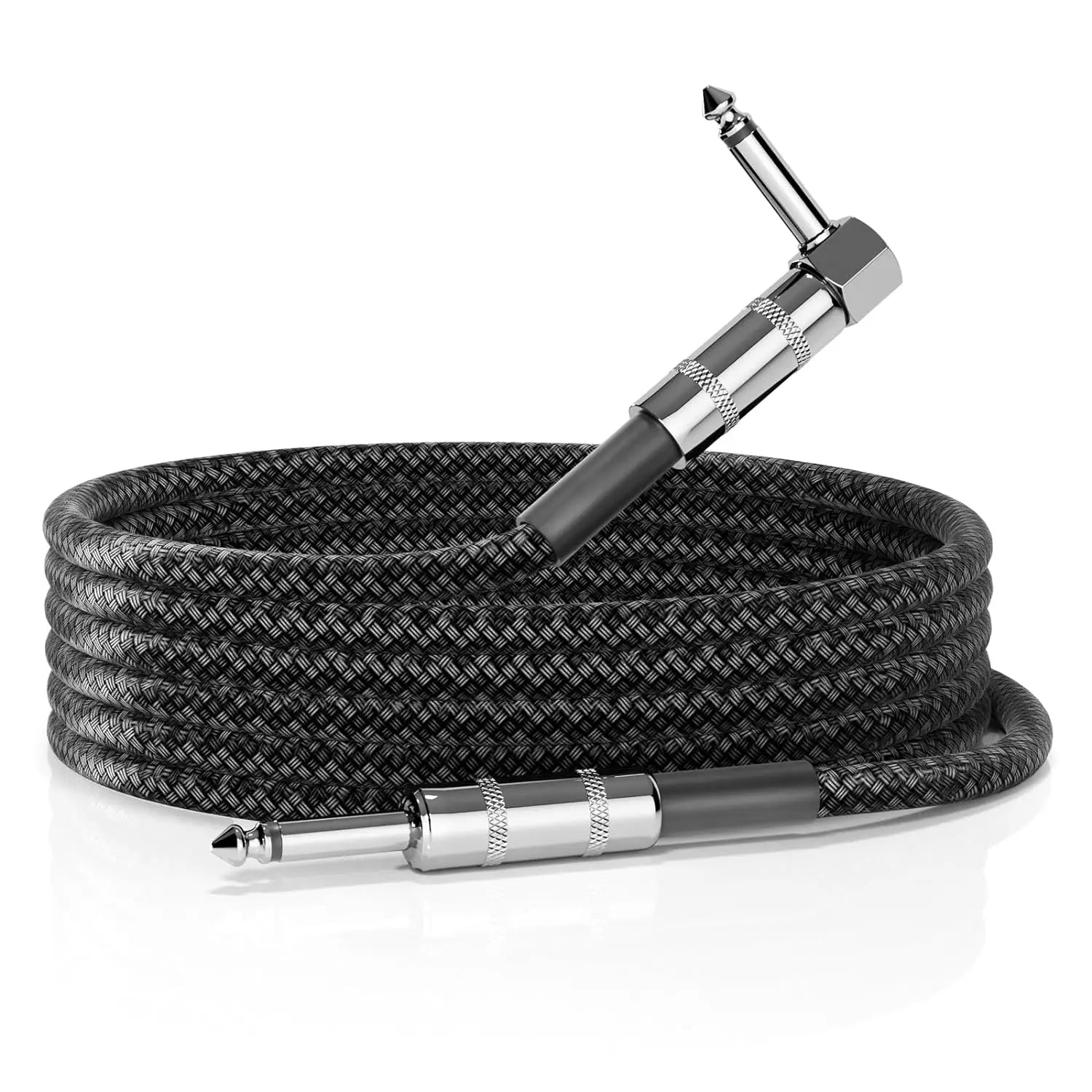 Free Sample Custom Length 10FT 6.35mm TS to 1/4 Inch Male Guitar Pro Audio Cables Sliver Plated Braided Instruments Cable