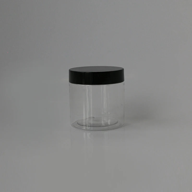 2oz 200ml  4oz 8oz Black Lid clear Packaging Containers Pet Plastic Mason Body Cream Cosmetic Jars