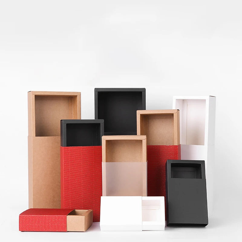 Free Sample Customized Kraft Paper Boxes Paper Box Packaging Luxury Eyelash Gift Sliding Pvc Transparent clear Window Drawer 