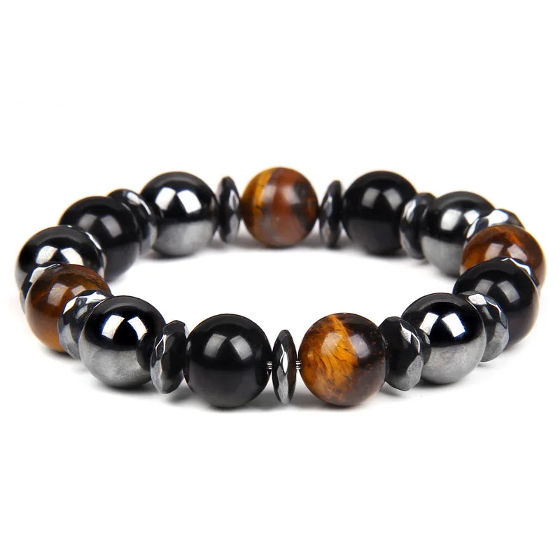 Energy Meditation Men's Jewelry 12mm Obsidian Hematite Tiger Eye Stone Natural Gemstones Powerful Stone Bracelets