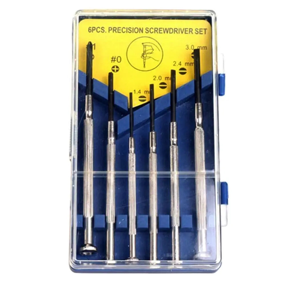 6pcs OEM DIY Multifunction Chrome Steel Handle Screwdriver Set Slotted Phillips Bits Watch Glasses Repair Small Torx Screwhea