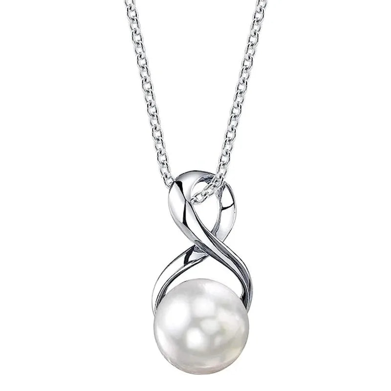 CAOSHI Classic Triangle Inlaid Round Imitation Pearl Pendant Women Necklace for Engagement Wedding Pearl Elegant Woman Neckla
