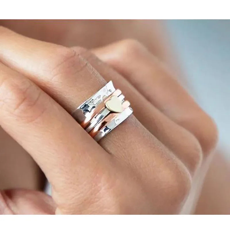 2025 Creative Trendy Vintage Summer Chunky Rings Heart Rings Light Charm Fashion Jewelry Anti Anxiety Rings for Men Women