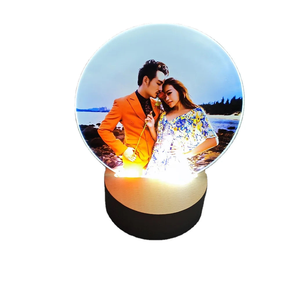 Night Light Sublimation Acrylic Photo Panel Desktop Display Sign Single Side DIY Printing Acrylic Lamp Base LED